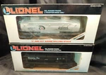 Lionel 6-16104 (santa Fe) And 6-16113 Dia. Shamrock Dome Tank Cars (25-06-001). Fixed Price $32.00.