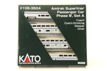 Kato Scale #106-3504 Amtrak Superliner Passenger Car Phase , Set. Fixed Price $199.99.