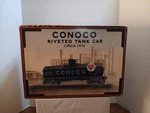 K-line "o" Gauge Conoco Riveted Tank Car Bank #K-639104 Collector Series #9. Fixed Price $29.99.
