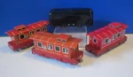 Hafner O-gauge Black Tender Along With Three Red Cabooses Nice. Fixed Price $13.95.