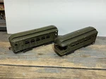 2-LIONEL Pre-war Standard Gauge #35 & 36 Passenger Cars Olive Green. Fixed Price $35.00.