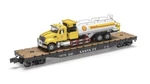 Menards Santa Fe Flat Car W/ Shell Fuel Tanker Truck! O Scale Train Freight. Fixed Price $84.95.