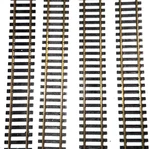 4 Atlas Ho Scale Straight 2 Rail Snap Train Track 9 Inch Brass With Clips 50-60S. Fixed Price $5.00.