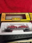 Mth Rail King 30-7623 Auto Transport Flat With Ertl Fire Cars. New-in-box. Fixed Price $30.00.