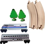 Amtrak Wooden Train 14-PC Set P42 Genesis Phase Iv 801 Superliner Coach & Track. Fixed Price $129.00.