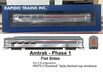 Rapido 175013 Amtrak Phase 3/4 Dome Lounge Flat Sides #9373 "overland" Ho. Fixed Price $153.79.