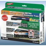 Kato N Scale Chicago Metra Mpi MP36PH Set W/ Bilvel Cars KAT1068701. Fixed Price $164.94.
