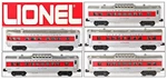 Lionel Pw 2442 (3-CARS) 2444 2446 Red Stripe 0-27 Passenger 5-CARS 1956. Fixed Price $270.00.
