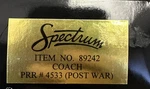 Bachmann Spectrum Ho Scale #89242 Coach Prr #4533 Post War Preowned. Fixed Price $27.99.