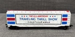 Bachmann Traveling Thrill Show 51 Plug Door Box Car Scale White With Stars. Fixed Price $14.99.