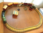 (o) Hornby Meccano, Chad Valley, Gauge, Clockwork Train Set + Extras, England. Fixed Price $118.00.