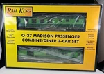 Rail King O-27 Scale Madison Passenger Combine/diner Car Set 30-6241. Fixed Price $139.99.