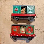 Thomas The Train Diecast Sodor Mining & Holiday Express Box Cars Sliding Doors. Fixed Price $12.00.