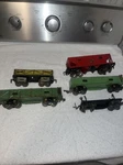 5 Prewar American Flyer O Gauge Train Cars. Fixed Price $45.00.