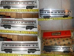 O/O-27 Lionel Aluminum Passenger Cars. Pennsy Or Cp, Silver Serie Buyers Choice.. Fixed Price $80.00.