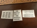 Lionel 2600, 2601, 2602 Black Decals Passenger 3 Car Set -just Trim, Peel, Stick. Fixed Price $7.00.
