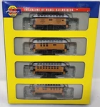 Athearn 11023 34' Overton Rio Grande 4-CAR Pass Set Knuc Cplrs+mtl Whls Nib #1. Fixed Price $169.95.