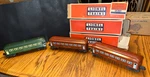 Green & Brown Postwar Lionel Gauge Tinplate 3 Car Passenger Set 6442 6441. Fixed Price $249.99.