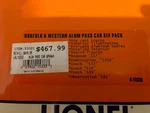 Lionel Norfolk And Western Powhatan Arrow Car Aluminun Passenger Set 6-15333. Fixed Price $467.99.