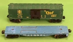 Lionel Gauge 16263 Atsf "the Chief" Green Boxcar & 6830 Blue "sub" Bundle. Fixed Price $29.50.