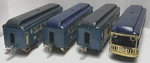Lionel Prewar St. Gauge 309/309/310/312 2-TONE Blue Lighted Pass. Cars-repainted. Fixed Price $399.99.