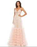 Mac Duggal 11183 Ruffle Skirt Embroidered Dress Peach Size 16 $998. Fixed Price $399.99.