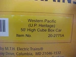 Mth Premiere Scale Up Western Pacific 50' High Cube Boxcar 20-2775A W/box. Fixed Price $80.00.