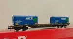 Rivarossi Hr 6615FS Flatbed Trolley Sgnss With 20" Mobile Crates Nizzi. Fixed Price $68.59.