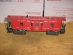Lionel Postwar Trains #6517 Red Lines Bay Window Caboose With Light C-5. Fixed Price $25.00.