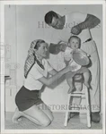 1950 Press Photo Esther Williams' Son Benjie Gets Haircut From Eddie Polo, Ca. Fixed Price $33.99.