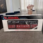 Lionel O-gauge Burlington Gondola With Coil Covers #6-16343 Open Box. Fixed Price $19.99.