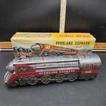 Vintage Litho Tin Overland Express #3140 Bump & Go Loco W Box Untested. Fixed Price $38.24.