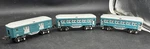 Lionel Prewar Blue Comet 600 601 602 Passenger Cars In Two Tone Restored. Fixed Price $300.00.