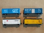 Mixed Lot Of Vintage Scale 40' Boxcars. 3 Atlas Dt&i Gtw Rf&p 1 Bachmann Lv. Fixed Price $30.00.