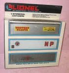 Lionel 6-12907 3 Intermodal Containers: Western Pac+northern Cp Rail New. Fixed Price $32.99.