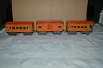 Prewar American Flyer (3) Orange Passenger Cars 3150, 3151, 3152 Rare!!. Fixed Price $127.99.