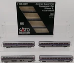 Kato 106-3511 Scale Superliner 4-CAR Passenger Set Ex/box. Fixed Price $131.99.