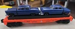 Lionel 6-16933, Gauge Lines Flatcar With 2 Blue Cars, See Ad. (11G). Fixed Price $19.95.