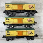 Lionel Prewar Gauge 1679 Baby Ruth Boxcar Lot 3 Tin Litho Freight Cars. Fixed Price $89.50.
