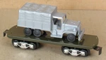 New/modern Marx 4164 Army 6" Flatcar Covered Troop Truck O-gauge (no Box). Fixed Price $39.99.