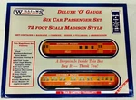 Williams SM233 Sp 72' Scale Madison Cars 6-CAR Passenger Set Rail Ln. Fixed Price $399.95.