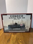 K-line K-639104 Conoco Riveted Tank Car Coin Bank Scale Open Box Unused. Fixed Price $49.99.