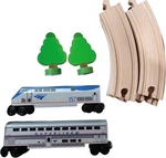 Amtrak Wooden 14-PIECE Train Set P42 Genesis 157 With Superliner Coach & Track. Fixed Price $129.00.