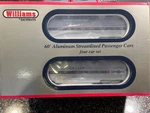Williams Scale 60 Aluminum Sream Lined Passenger For Set No 43077. Fixed Price $200.00.