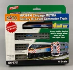 Kato MP36PH Chicago Metra Gallery Bi-level Commuter Train, Scale, 106-8701. Fixed Price $179.95.