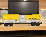 Lionel Gauge Rio Grande Box Car 9739 Yellow Silver Black Analog Blt 3-74. Fixed Price $9.99.