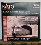Scale Kato New York Central 20TH Century Limited 4 Car Add-on Set 106-7130. Fixed Price $290.98.