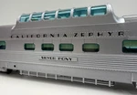 Atlas California Zephyr Vista-dome Chair Car Silver Pony 3 Rail. Fixed Price $175.00.