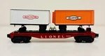 Lionel Postwar Flat Car 6430 W/ Linemar Burlington & Allstate Trailers. Fixed Price $39.95.