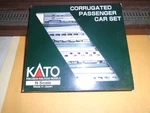 Kato #106-1503 Corrugated Passenger Car (set A) Burlington Cb&q. Fixed Price $160.00.